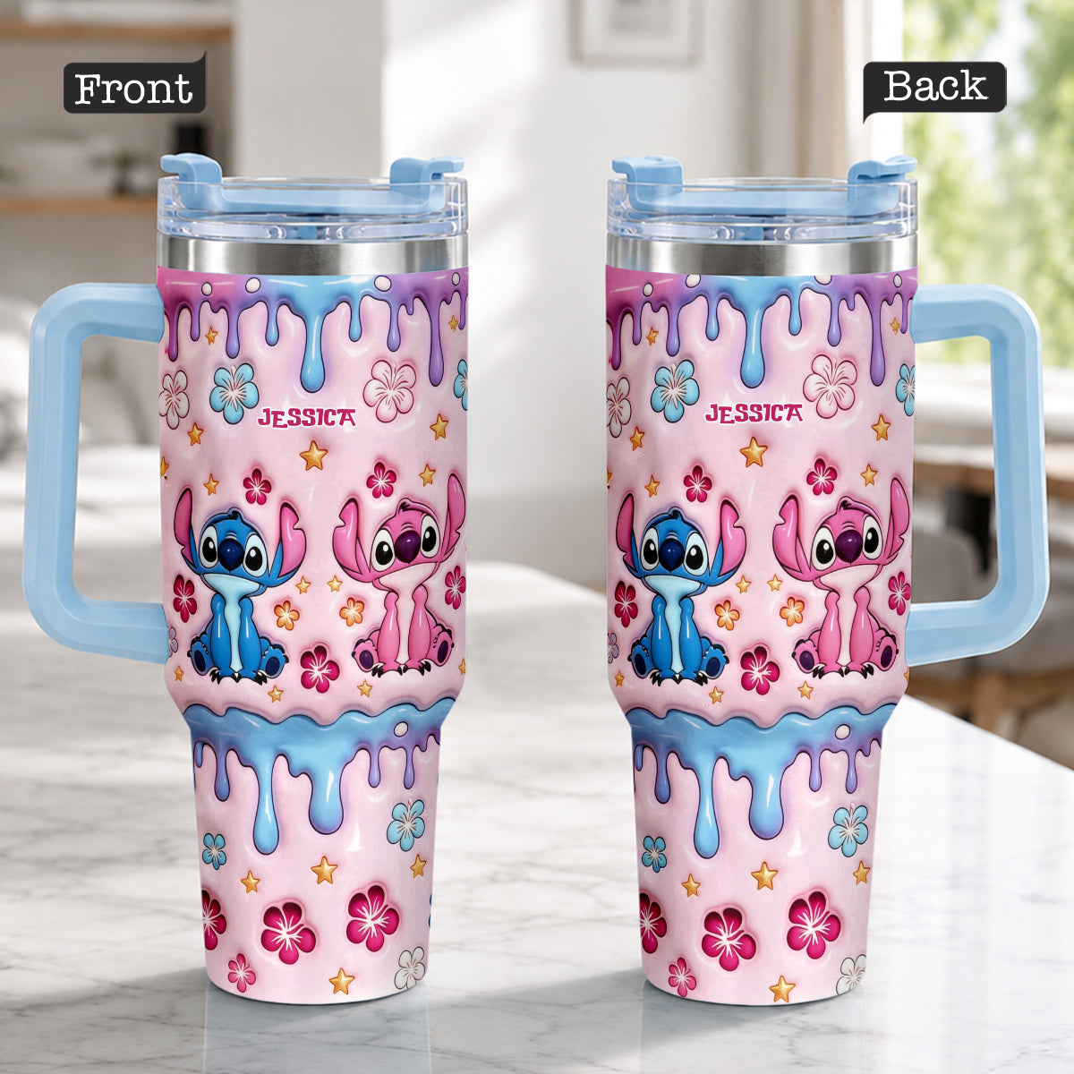 Personalized Ohana Tumbler with Plush Charm for Kids Tumbler With Plush Charm GradoCreations