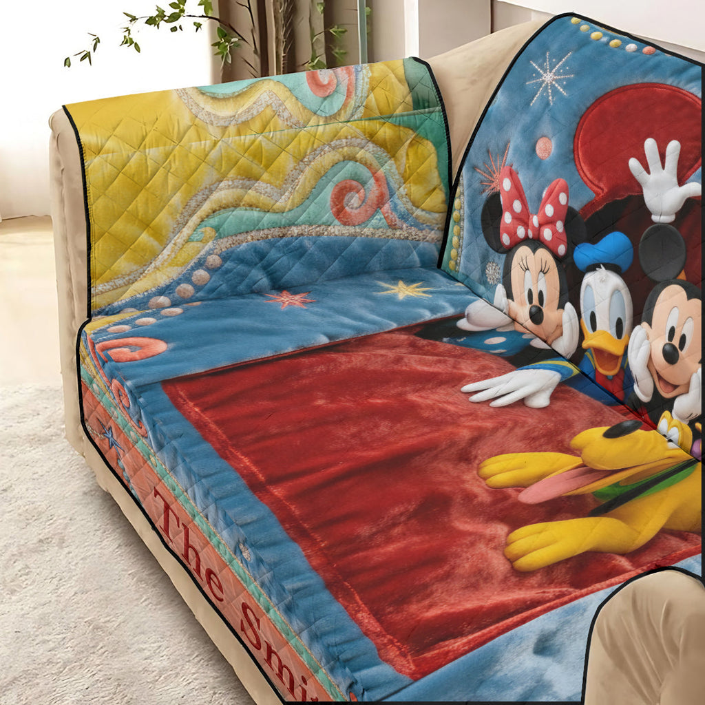 Personalized Mouse Quilted Sofa Cover Custom Family Name Gift Quilted Sofa/Couch Cover GradoCreations