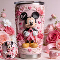 Personalized Mickey Mouse Tumbler with Pink Flowers Gift Idea Tumbler GradoCreations