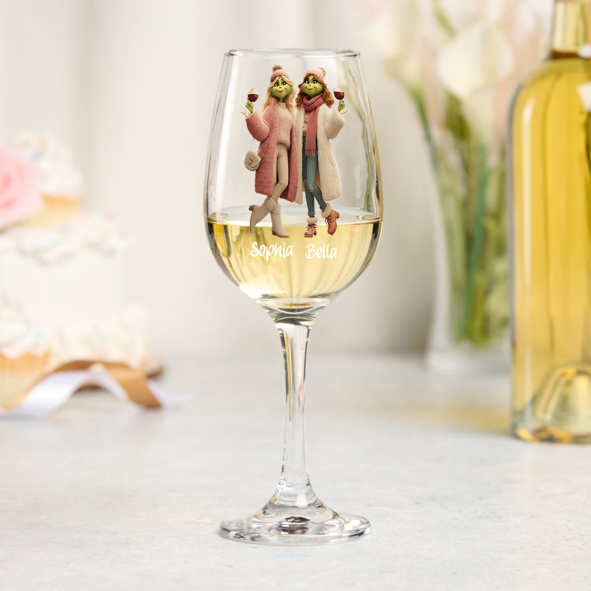 Personalized Long Stem Wine Glass Custom Name Gift for Friends Wine Glass With Long Stem GradoCreations