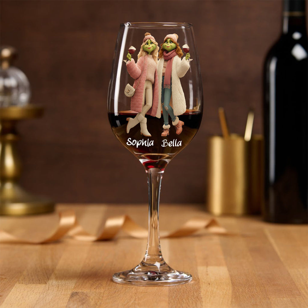 Personalized Long Stem Wine Glass Custom Name Gift for Friends Wine Glass With Long Stem GradoCreations