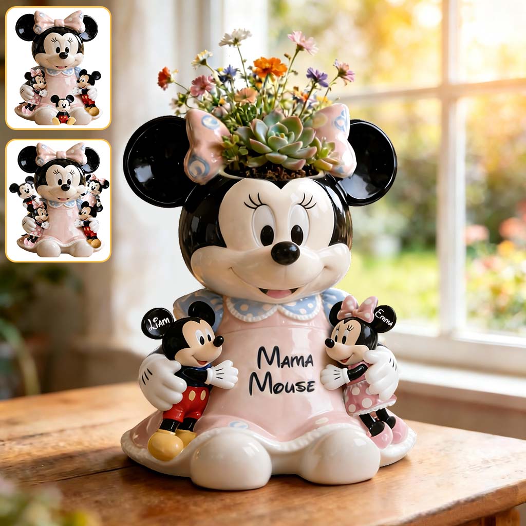 Personalized Mama Mouse Acrylic Pot Custom Name Gift for Mom Acrylic Pot GradoCreations