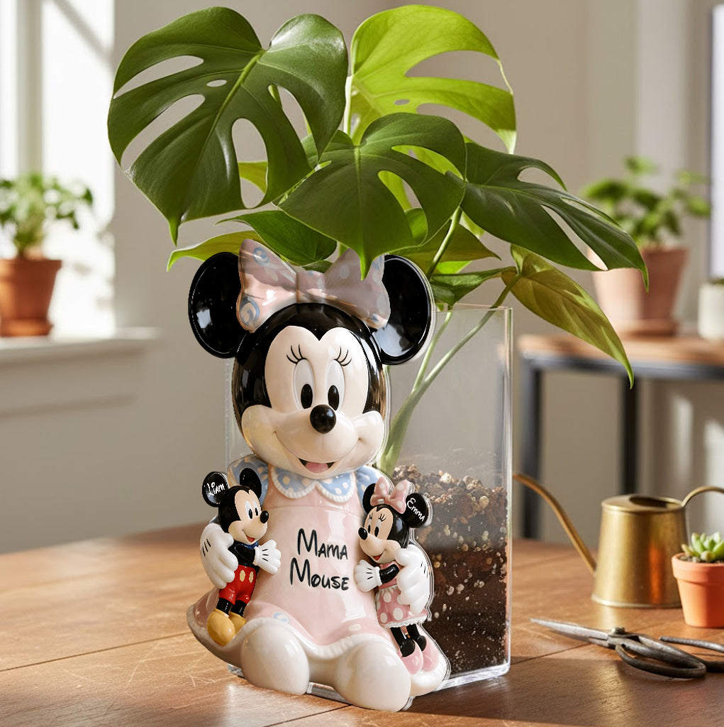 Personalized Mama Mouse Acrylic Pot Custom Name Gift for Mom Acrylic Pot GradoCreations