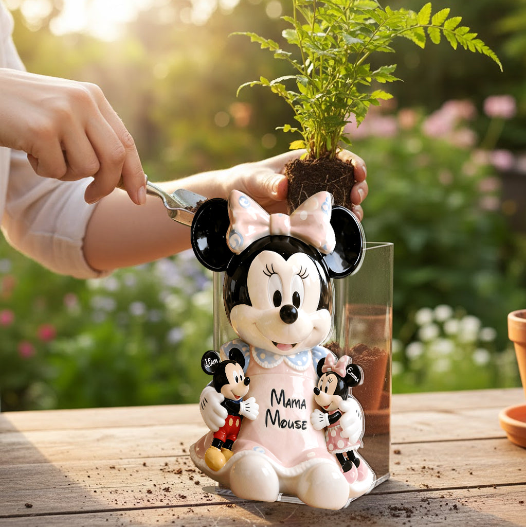 Personalized Mama Mouse Acrylic Pot Custom Name Gift for Mom Acrylic Pot GradoCreations