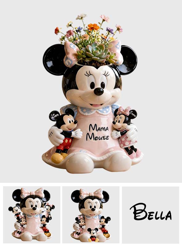 Personalized Mama Mouse Acrylic Pot Custom Name Gift for Mom Acrylic Pot GradoCreations