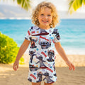 Personalized Kid T-Shirt & Shorts Set Cute Blue Alien Gift Kid T-shirt & Shorts GradoCreations