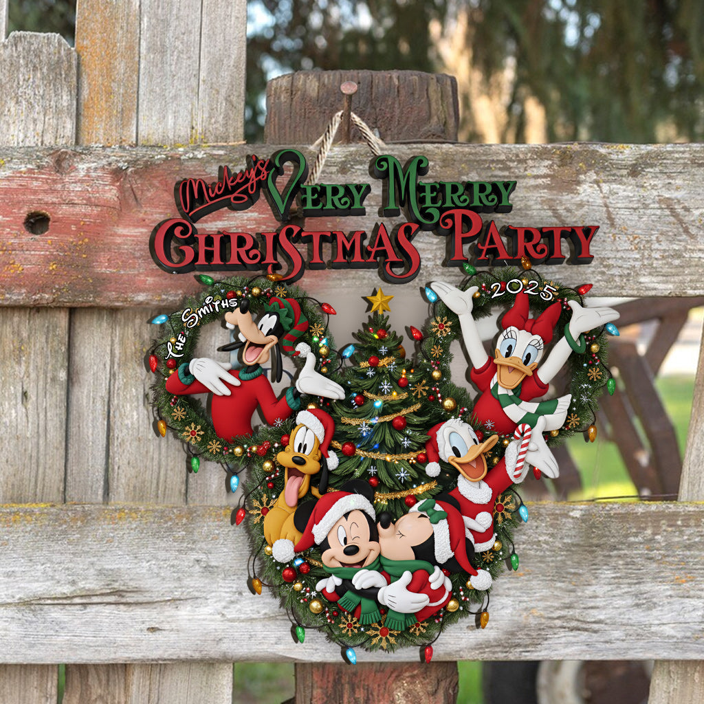 Personalized Mickey Mouse Christmas Party Wood Sign Gift Wood Sign GradoCreations