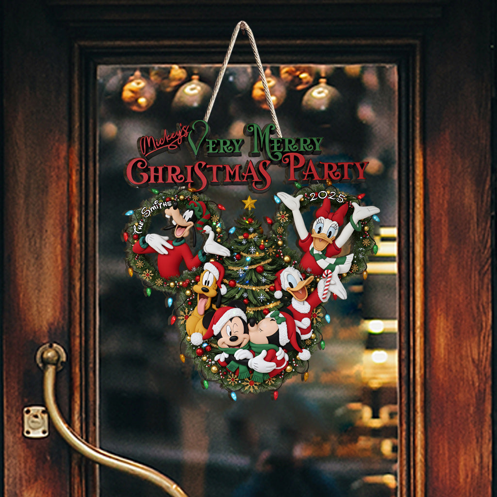 Personalized Mickey Mouse Christmas Party Wood Sign Gift Wood Sign GradoCreations