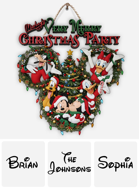 Personalized Mickey Mouse Christmas Party Wood Sign Gift Wood Sign GradoCreations