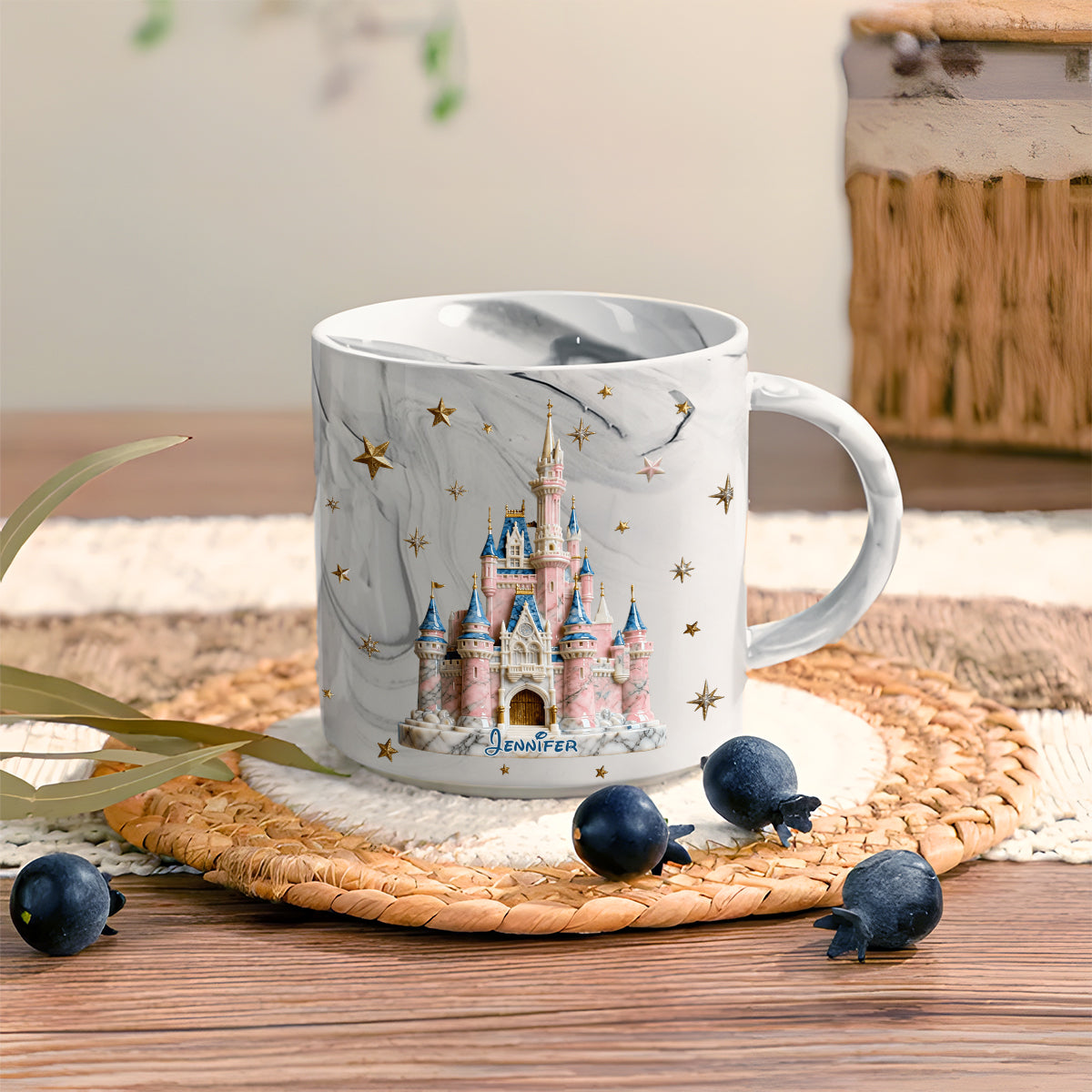 Personalized Marble Mug Magic Castle Custom Name Gift for Kids Marble Mug GradoCreations