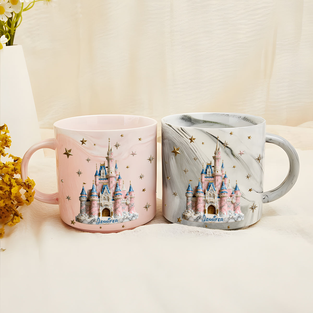 Personalized Marble Mug Magic Castle Custom Name Gift for Kids Marble Mug GradoCreations