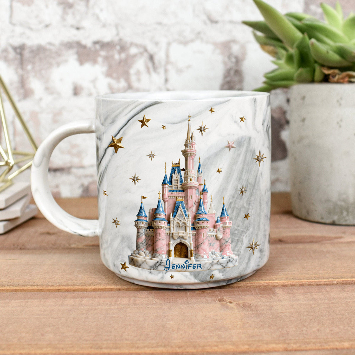Personalized Marble Mug Magic Castle Custom Name Gift for Kids Marble Mug GradoCreations