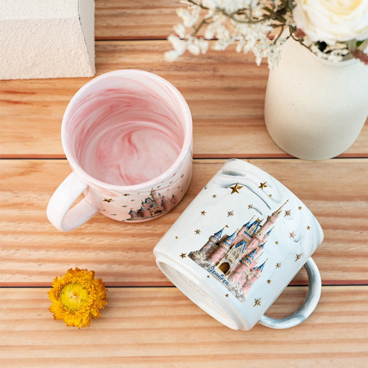 Personalized Marble Mug Magic Castle Custom Name Gift for Kids Marble Mug GradoCreations