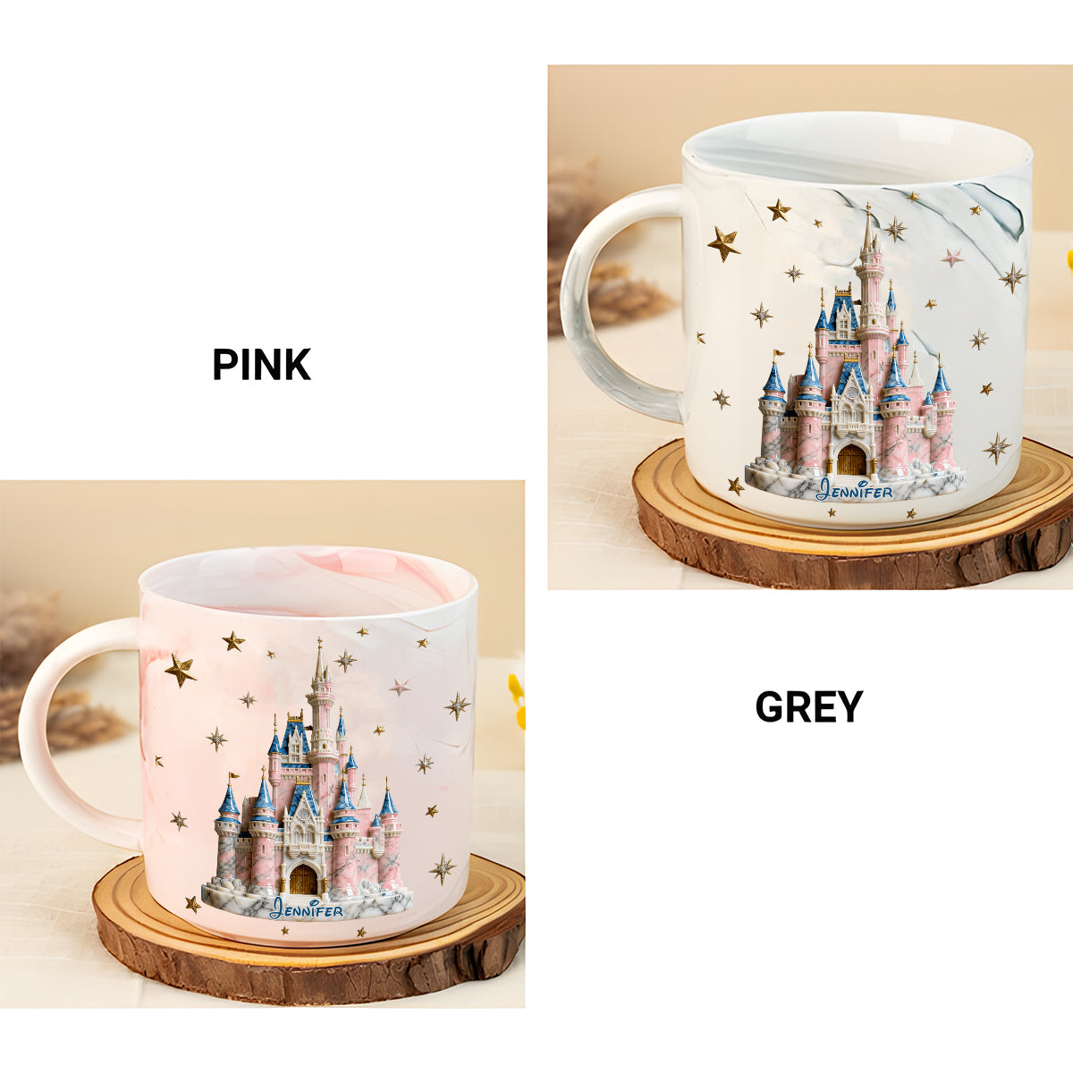 Personalized Marble Mug Magic Castle Custom Name Gift for Kids Marble Mug GradoCreations