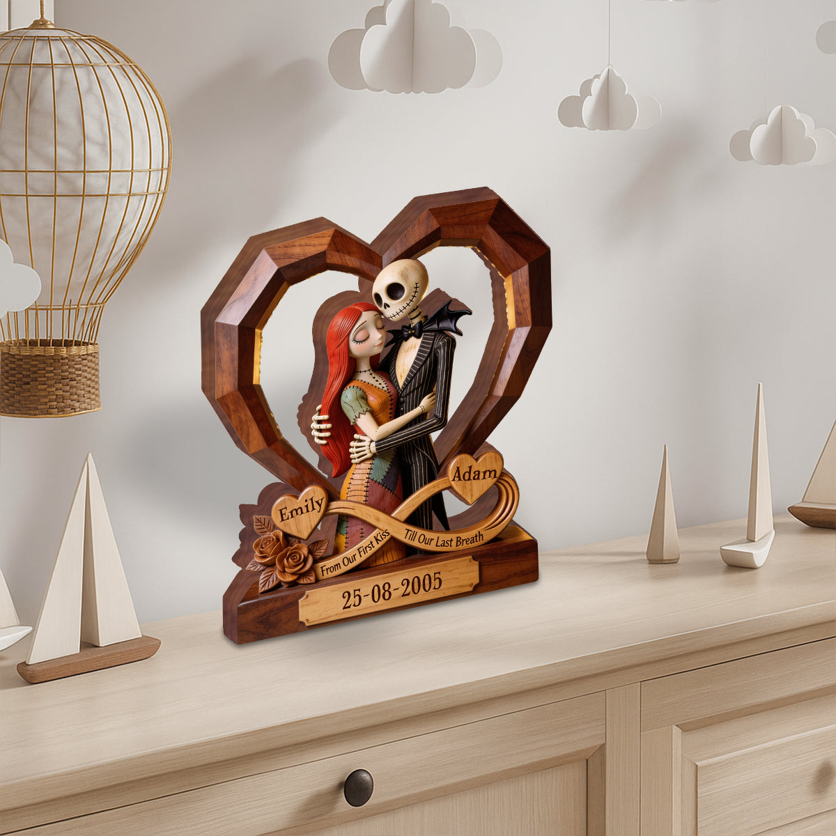 Personalized Heart-Shaped Wood Plaque Unique Gift for Couples Custom Shaped Wood Plaque GradoCreations