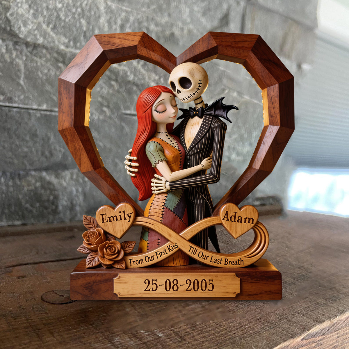 Personalized Heart-Shaped Wood Plaque Unique Gift for Couples Custom Shaped Wood Plaque GradoCreations