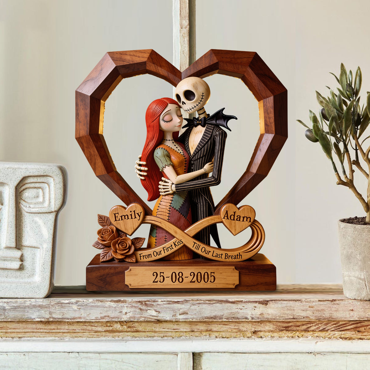 Personalized Heart-Shaped Wood Plaque Unique Gift for Couples Custom Shaped Wood Plaque GradoCreations
