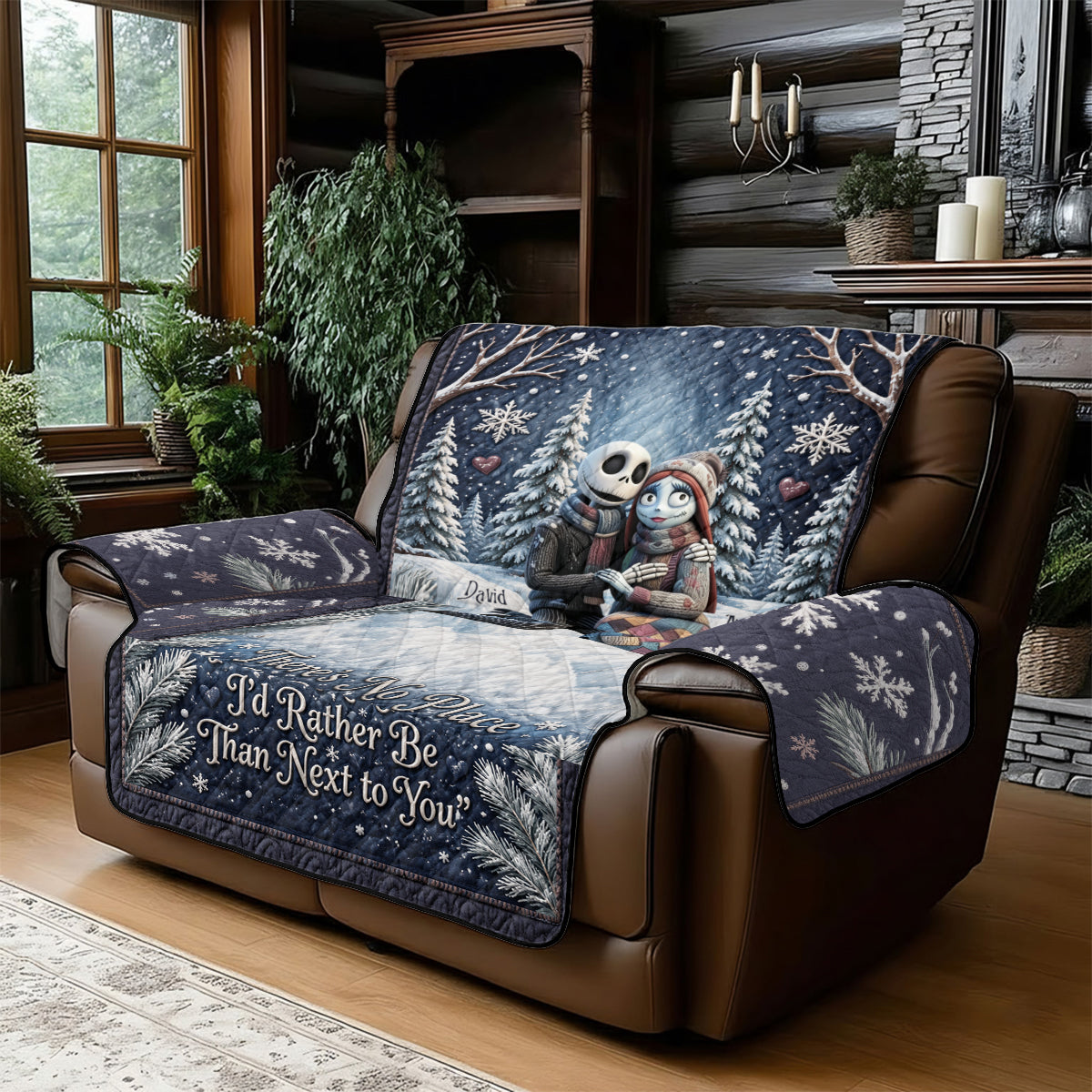 Personalized Nightmare Quilted Sofa Cover Custom Name Gift for Couple Quilted Sofa/Couch Cover GradoCreations