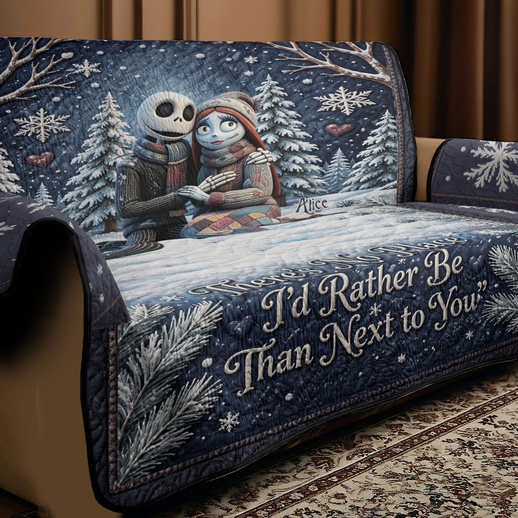Personalized Nightmare Quilted Sofa Cover Custom Name Gift for Couple Quilted Sofa/Couch Cover GradoCreations