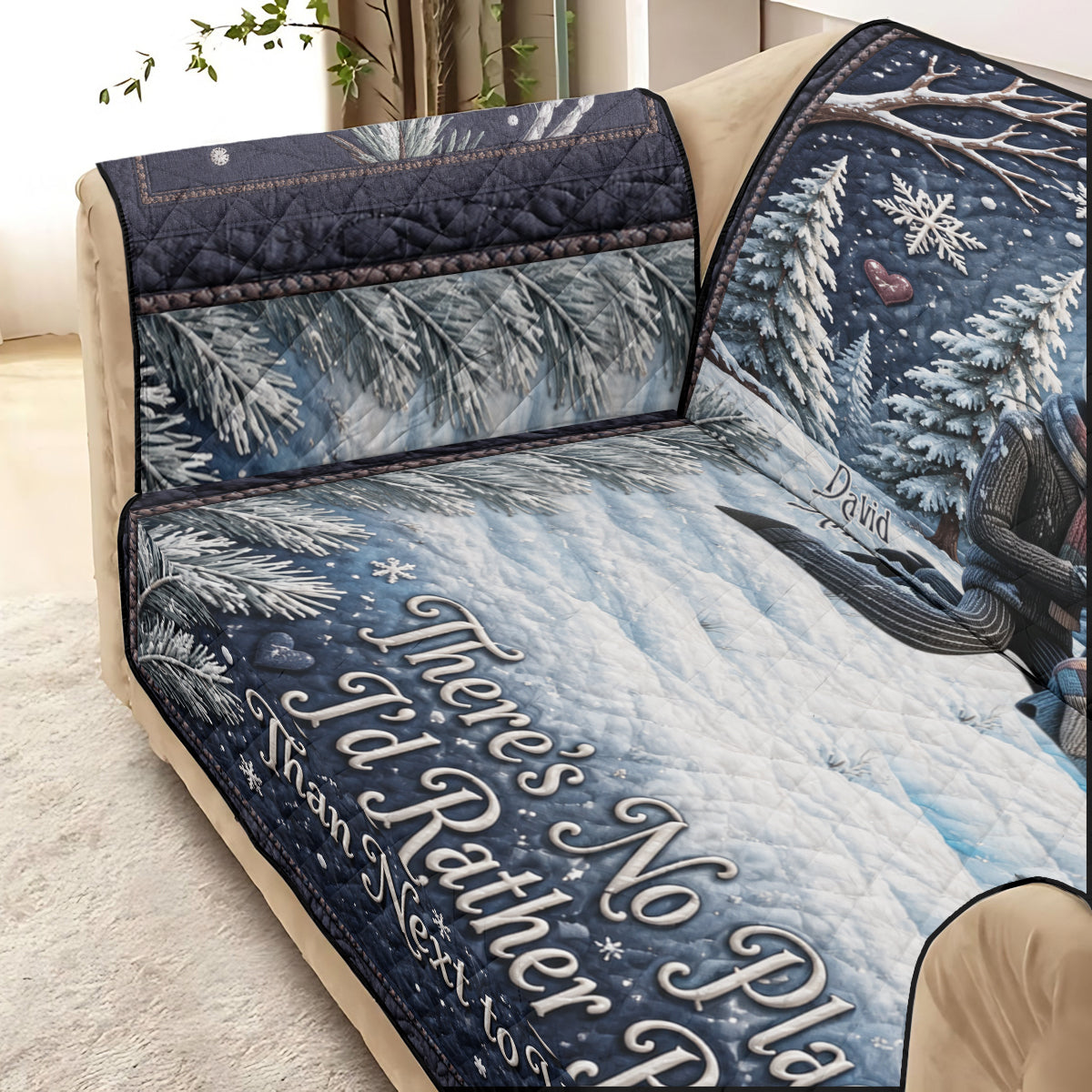 Personalized Nightmare Quilted Sofa Cover Custom Name Gift for Couple Quilted Sofa/Couch Cover GradoCreations