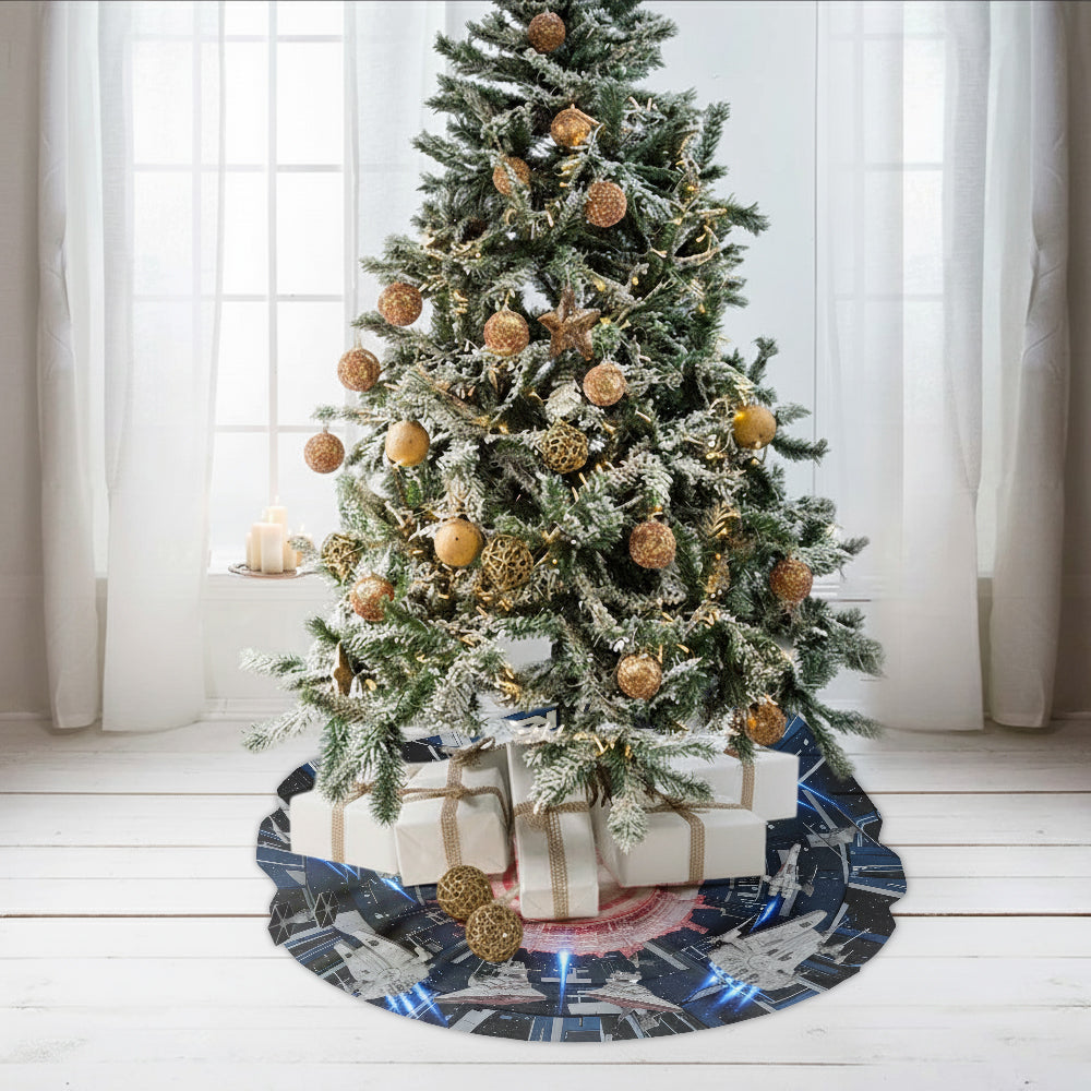 Personalized Starship Space Shaped Tree Skirt for Christmas Decor Shaped Tree Skirt GradoCreations