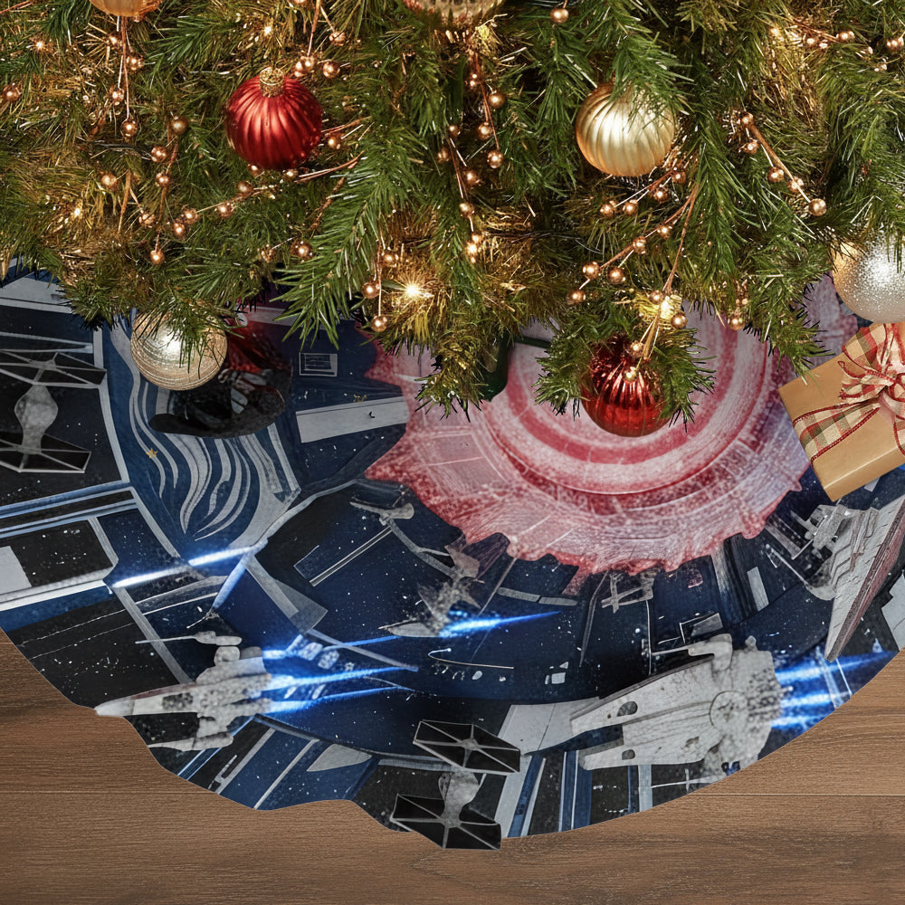 Personalized Starship Space Shaped Tree Skirt for Christmas Decor Shaped Tree Skirt GradoCreations