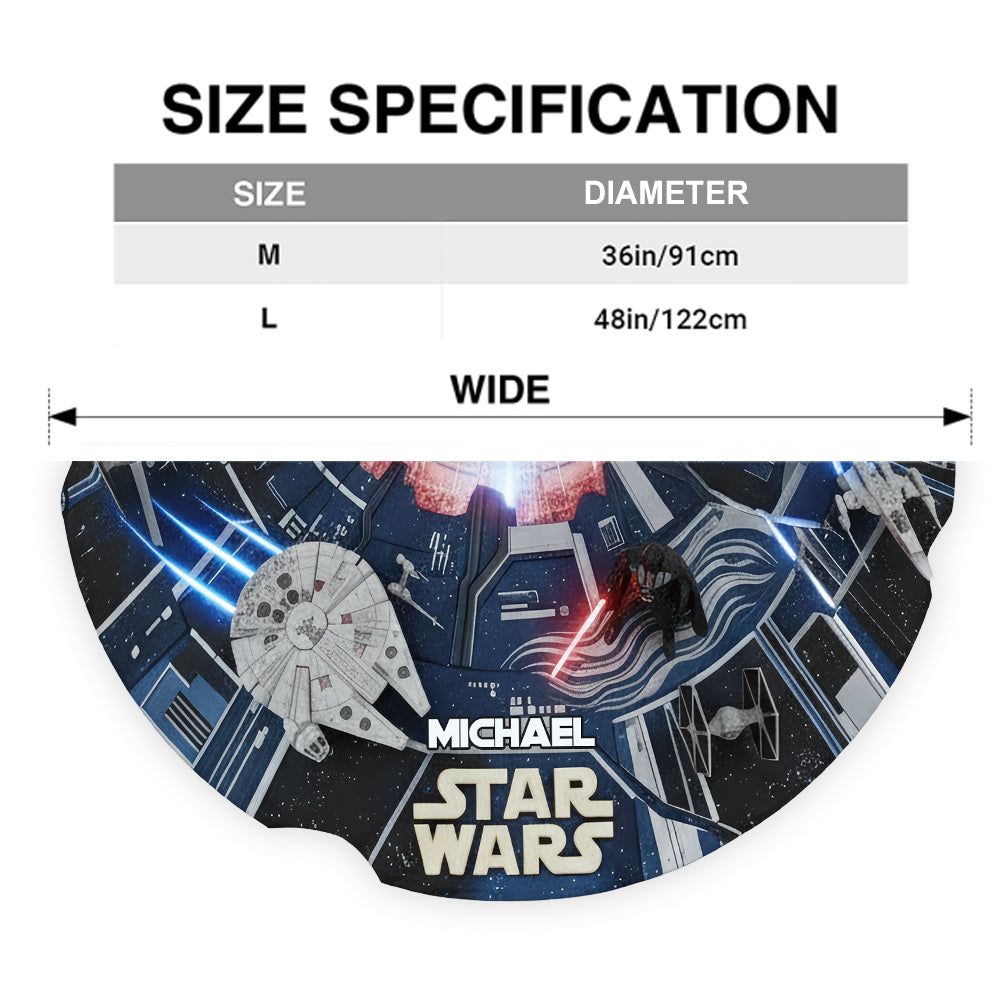 Personalized Starship Space Shaped Tree Skirt for Christmas Decor Shaped Tree Skirt GradoCreations