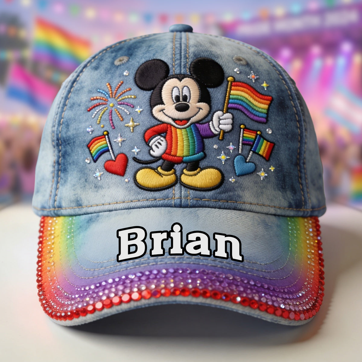 Personalized Mickey Mouse Pride Cap Custom Name LGBT Gift Classic Cap GradoCreations