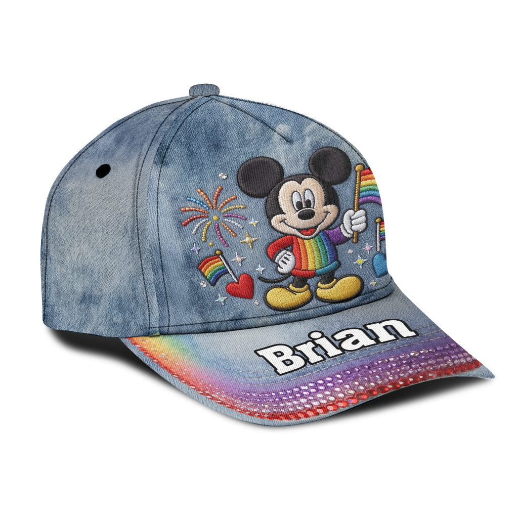 Personalized Mickey Mouse Pride Cap Custom Name LGBT Gift Classic Cap GradoCreations