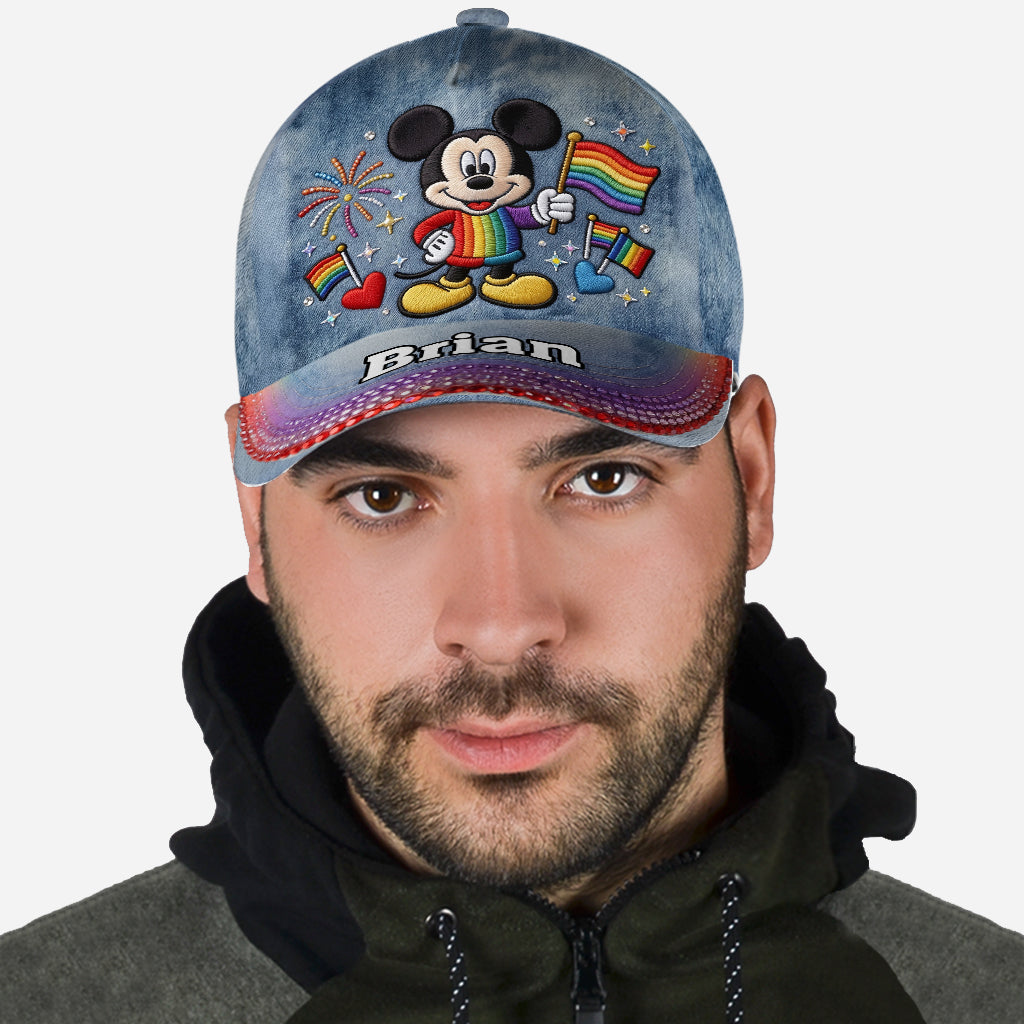 Personalized Mickey Mouse Pride Cap Custom Name LGBT Gift Classic Cap GradoCreations