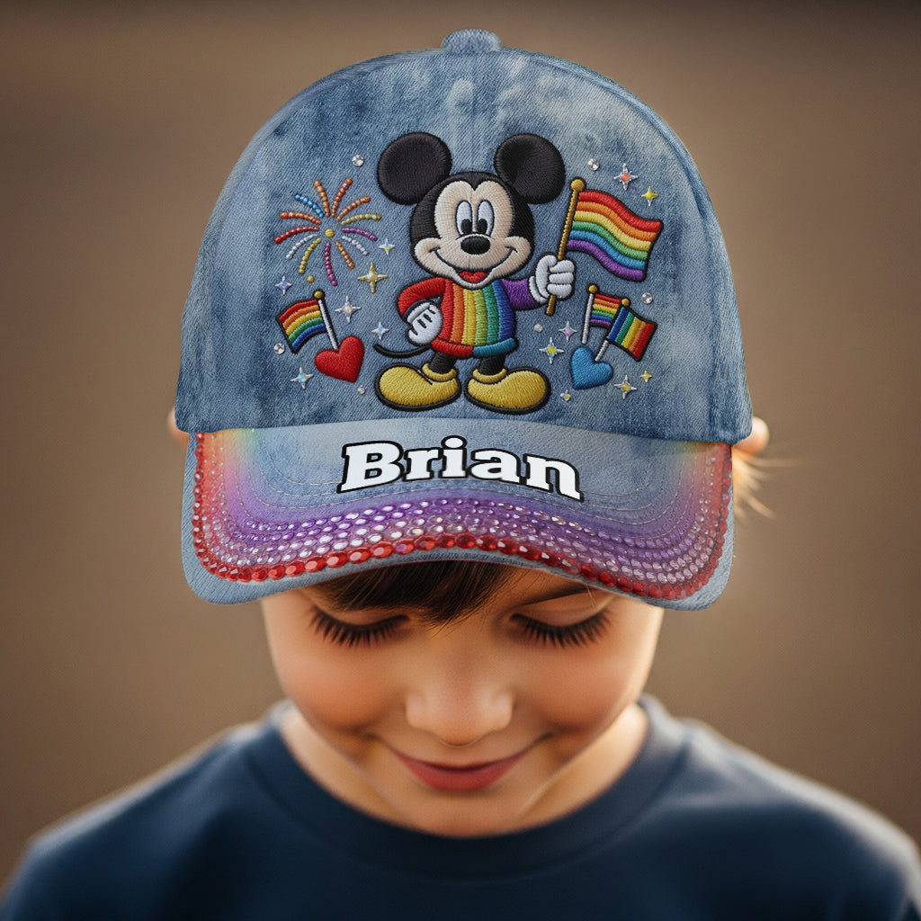 Personalized Mickey Mouse Pride Cap Custom Name LGBT Gift Classic Cap GradoCreations
