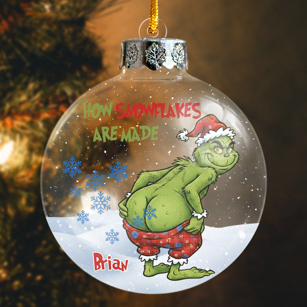 Personalized Grinch Christmas Ornament Custom Name Gift Ornament GradoCreations