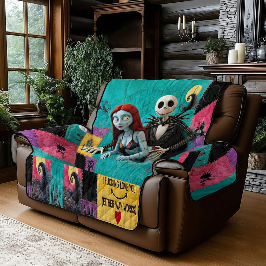 Personalized Gothic Love Quilted Sofa Cover Custom Design Quilted Sofa/Couch Cover GradoCreations