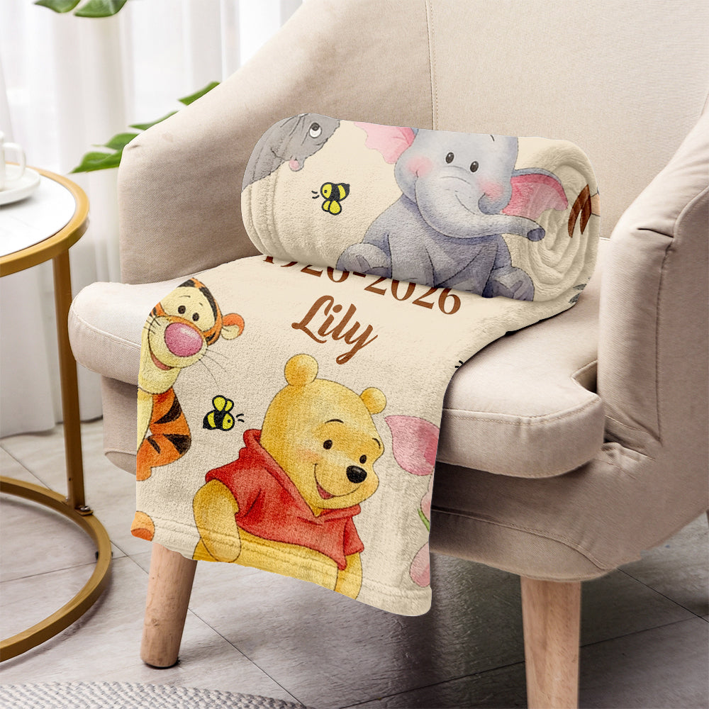 Personalized 100th Anniversary Yellow Bear Blanket Gift Blanket GradoCreations