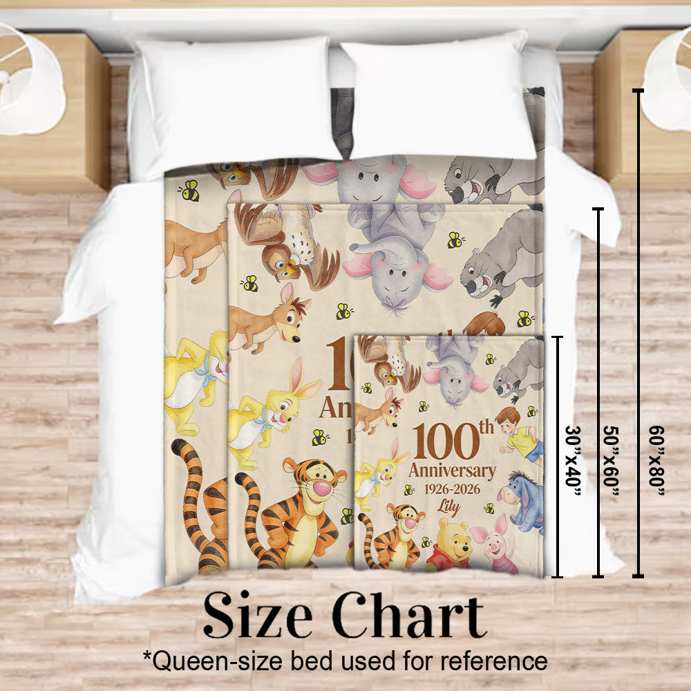 Personalized 100th Anniversary Yellow Bear Blanket Gift Blanket GradoCreations