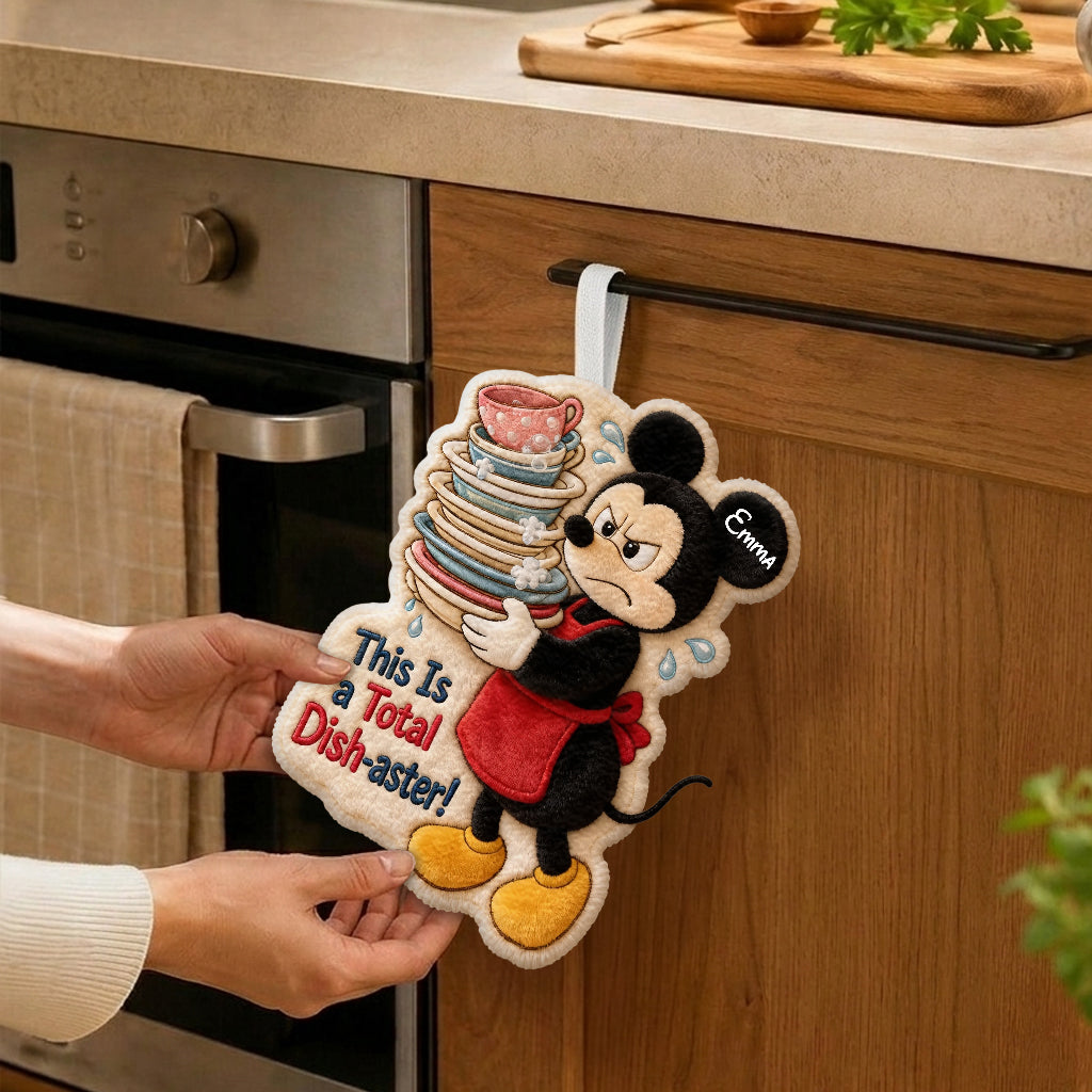 Personalized Cartoon Mouse Hand Towel Custom Name Gift for Kitchen Hand Towel GradoCreations
