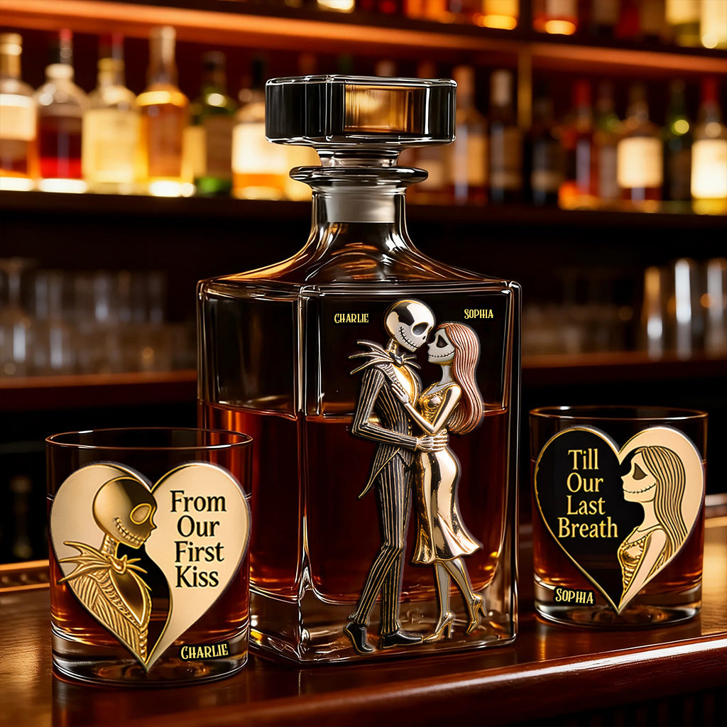 Personalized Whiskey Decanter Set Custom Name Gift for Couples Whiskey Decanter Set GradoCreations