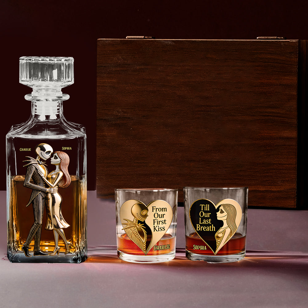 Personalized Whiskey Decanter Set Custom Name Gift for Couples Whiskey Decanter Set GradoCreations
