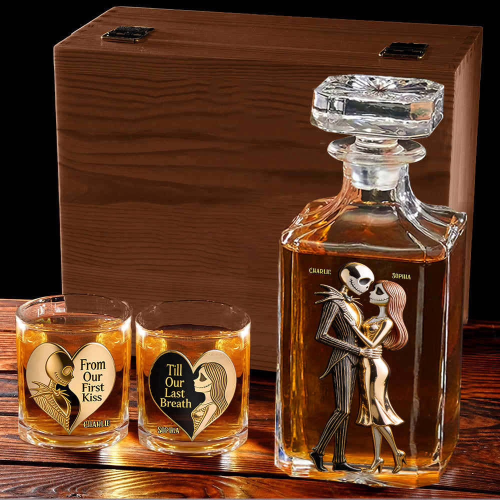 Personalized Whiskey Decanter Set Custom Name Gift for Couples Whiskey Decanter Set GradoCreations
