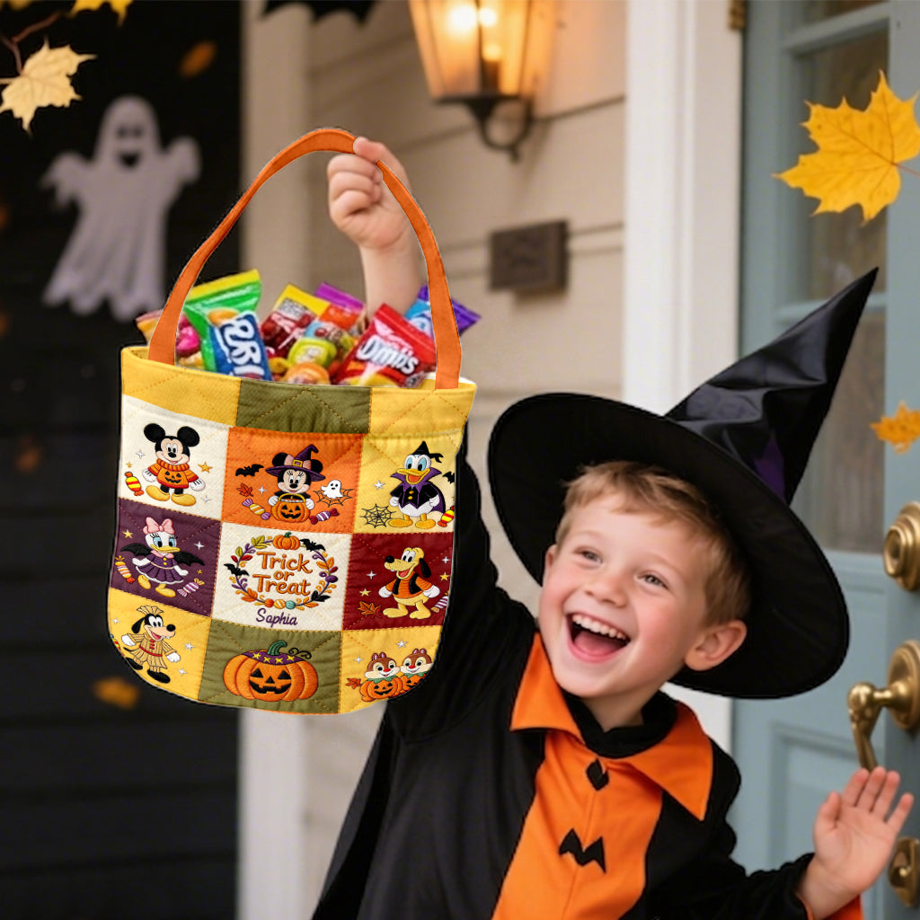 Personalized Halloween Canvas Bucket Bag for Kids | Custom Trick or Treat Bag Canvas Bucket Bag GradoCreations