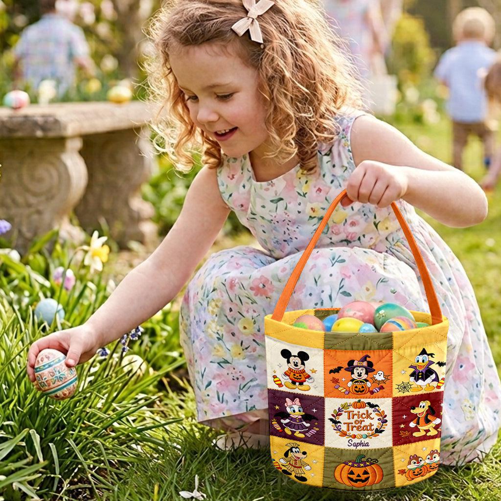 Personalized Halloween Canvas Bucket Bag for Kids | Custom Trick or Treat Bag Canvas Bucket Bag GradoCreations