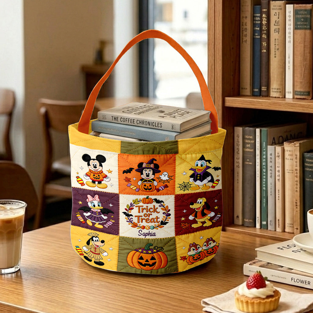 Personalized Halloween Canvas Bucket Bag for Kids | Custom Trick or Treat Bag Canvas Bucket Bag GradoCreations