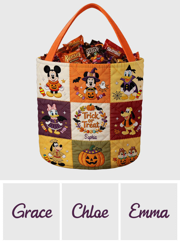 Personalized Halloween Canvas Bucket Bag for Kids | Custom Trick or Treat Bag Canvas Bucket Bag GradoCreations
