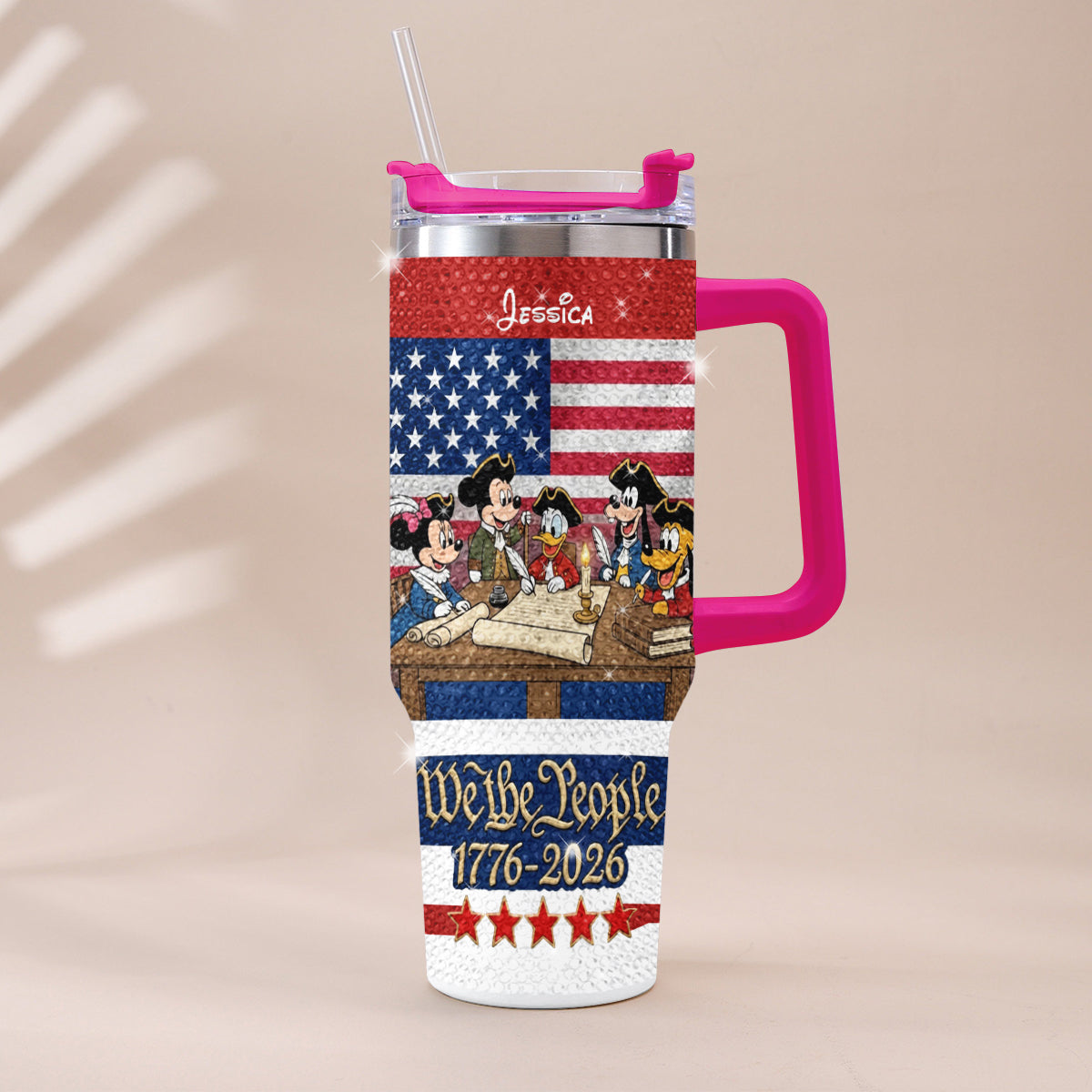 Personalized Rhinestone Tumbler with Handle for Mom or Dad, 40oz Unique Gift Rhinestone Tumbler With Handle GradoCreations