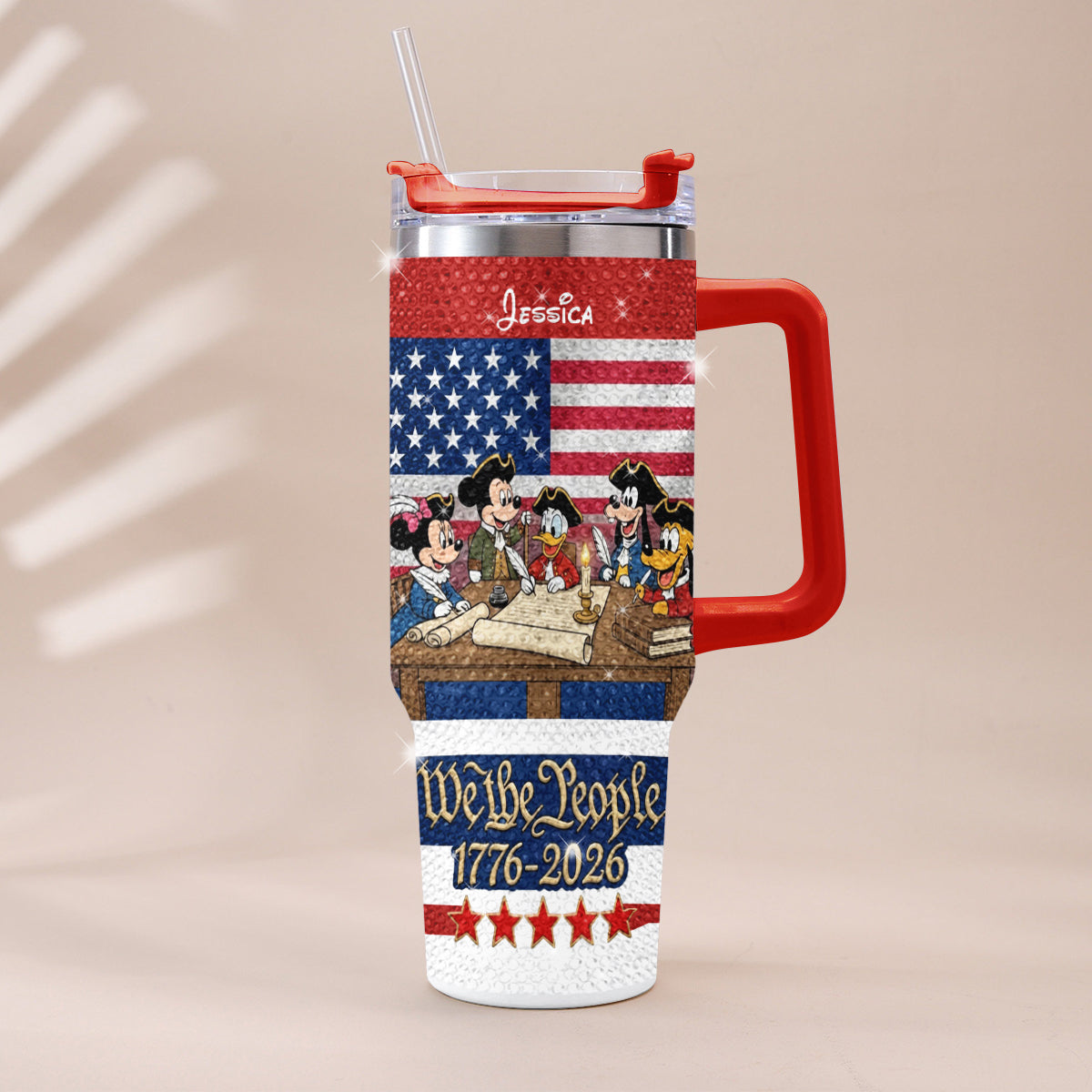 Personalized Rhinestone Tumbler with Handle for Mom or Dad, 40oz Unique Gift Rhinestone Tumbler With Handle GradoCreations