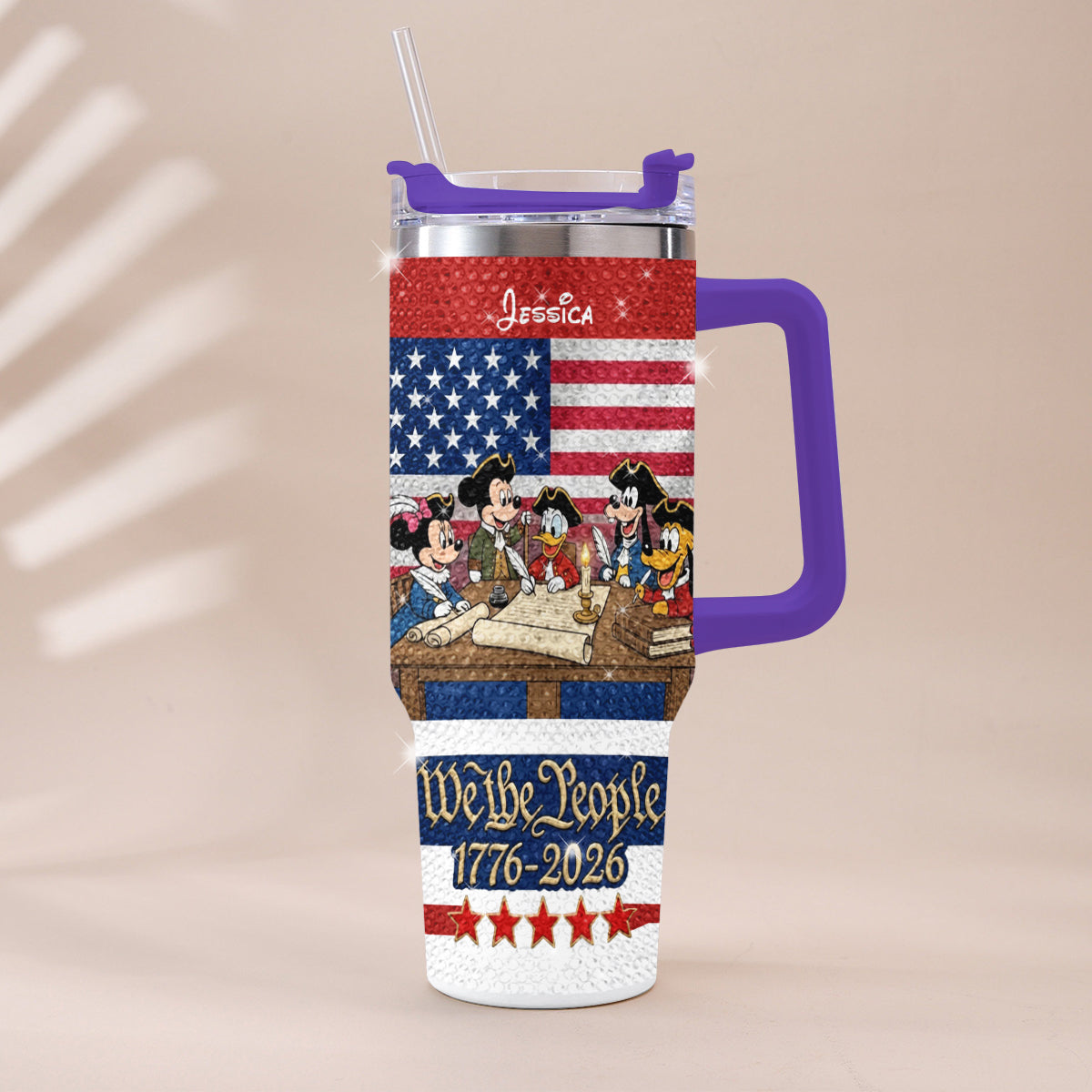 Personalized Rhinestone Tumbler with Handle for Mom or Dad, 40oz Unique Gift Rhinestone Tumbler With Handle GradoCreations