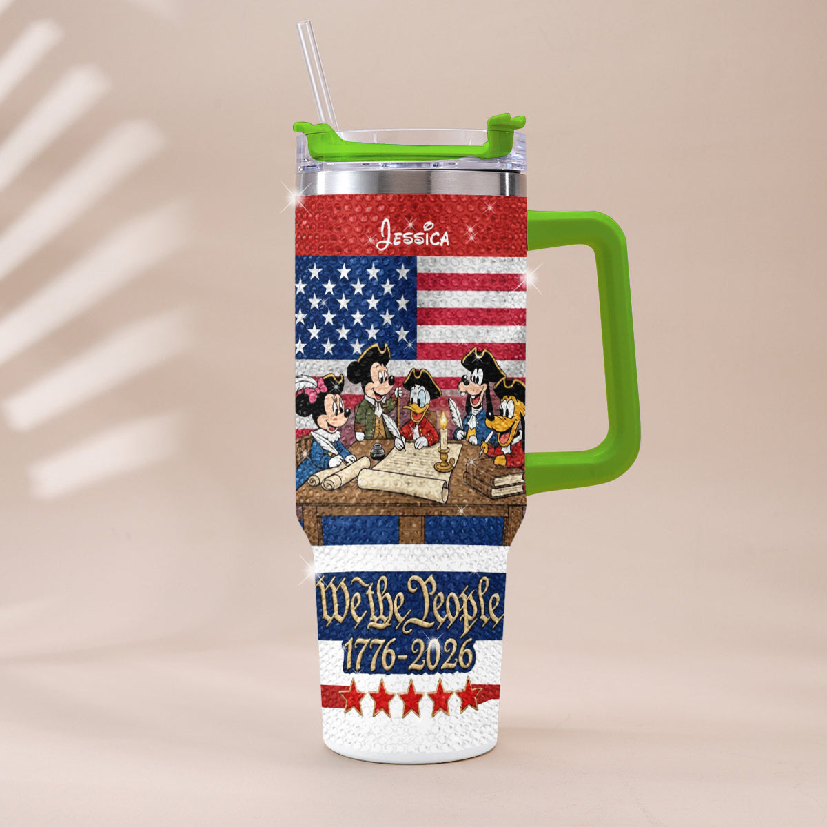 Personalized Rhinestone Tumbler with Handle for Mom or Dad, 40oz Unique Gift Rhinestone Tumbler With Handle GradoCreations