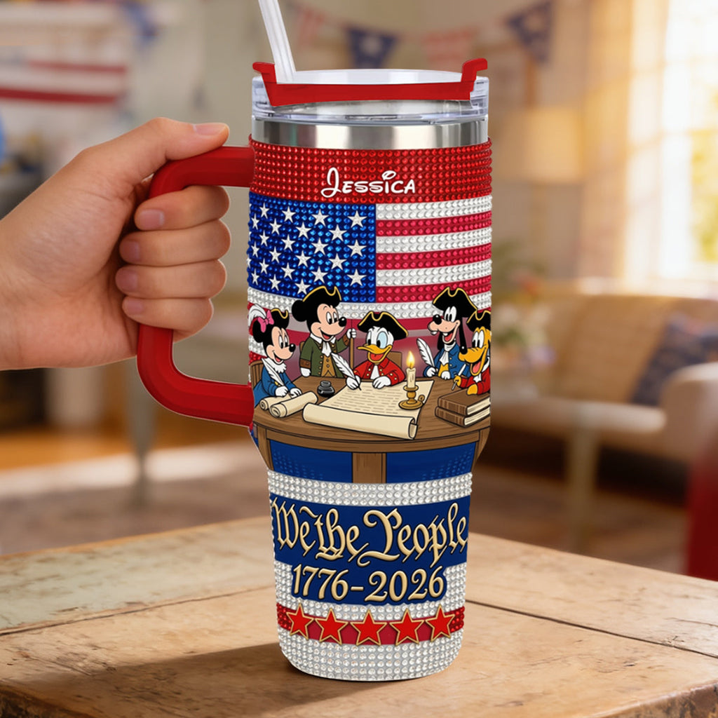 Personalized Rhinestone Tumbler with Handle for Mom or Dad, 40oz Unique Gift Rhinestone Tumbler With Handle GradoCreations