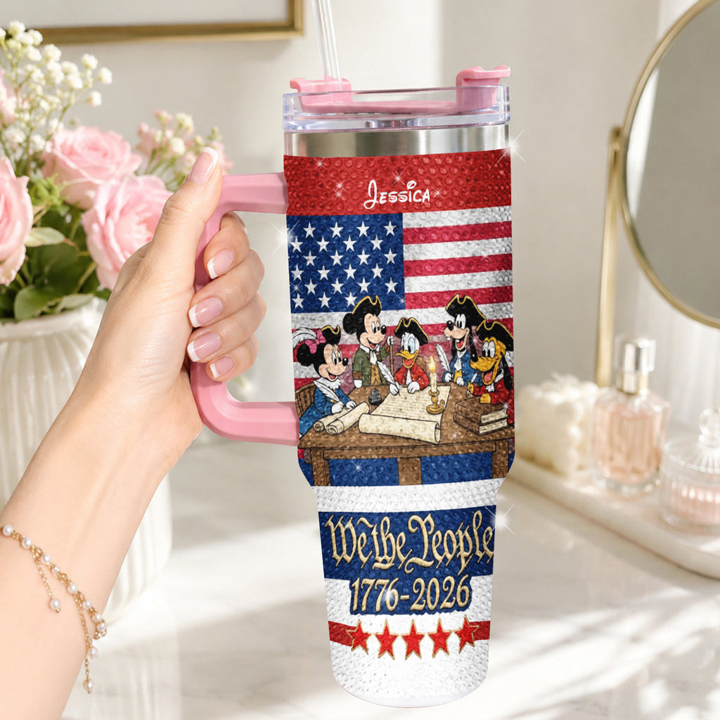 Personalized Rhinestone Tumbler with Handle for Mom or Dad, 40oz Unique Gift Rhinestone Tumbler With Handle GradoCreations
