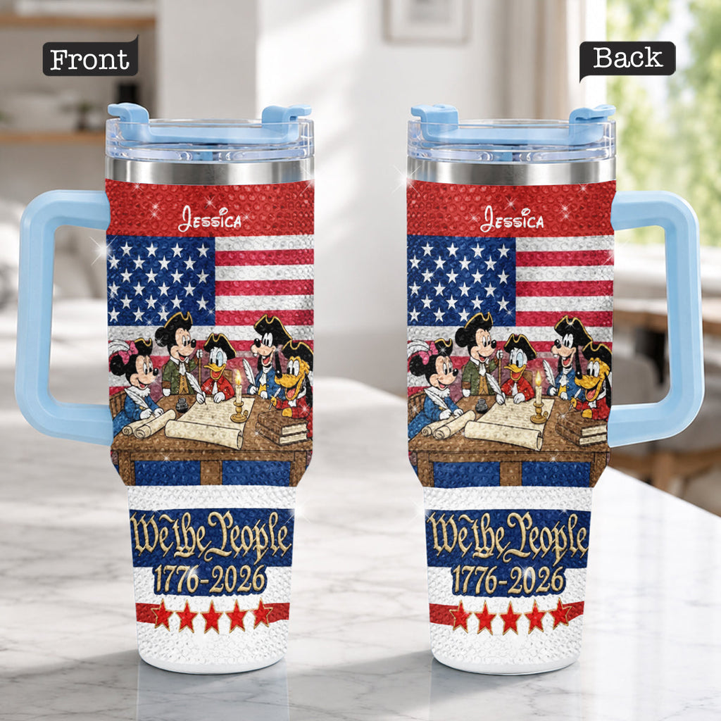 Personalized Rhinestone Tumbler with Handle for Mom or Dad, 40oz Unique Gift Rhinestone Tumbler With Handle GradoCreations